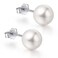 CUTEFEEL White Gold Plated Sterling Silver Pearl Stud Earrings for Women White Pearl Wedding Earrings Hypoallergenic Jewelry