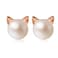 Wicary Cat Earrings Sterling Silver Cultured Freshwater Pearl Stud Earrings
