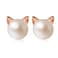 Wicary Cat Earrings Sterling Silver Cultured Freshwater Pearl Stud Earrings
