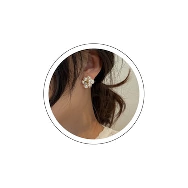 YienDoo Boho Cluster Pearl Stud Earrings Unique French Ball Drop Statement Rhinestone Simulated Bridal Earrings Wedding Fireworks Jewelry for Women