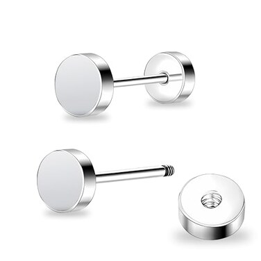 ZDE Women Earrings Flat Back Dot Earrings Titanium Hypoallergenic Cartilage NonNickel Earrings Studs for Sensitive Ears Simple Classic Screw On Stud Earring Silver 5MM