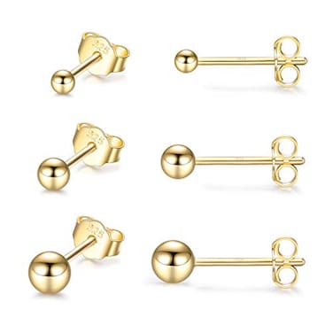 EPIRORA Sterling Silver Stud Earrings for Women 3 Pairs Tiny Ball Stud Earrings Round CZ Cubic Zirconia Earrings Set Cartilage Small Tragus Earrings Ball earrings2mm3mm4mm