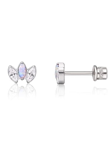 limerencia Limerencia Hypoallergenic G23 Implant Grade Titanium Stud Earrings Tragus 20G Helix F136 Piercing Post for Women Sensitive Ears Cartilage CZ Opal Crown