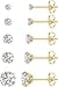 HANCAO 5 Pairs Extra Long Post Earrings 316L Stainless Steel Stud Earrings for Women Hypoallergenic Cubic Zirconia Ear Piercing Studs for Sensitive Ears 38mm Gold Color