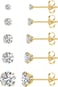 HANCAO 5 Pairs Extra Long Post Earrings 316L Stainless Steel Stud Earrings for Women Hypoallergenic Cubic Zirconia Ear Piercing Studs for Sensitive Ears 38mm Gold Color