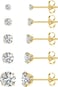 HANCAO 5 Pairs Extra Long Post Earrings 316L Stainless Steel Stud Earrings for Women Hypoallergenic Cubic Zirconia Ear Piercing Studs for Sensitive Ears 38mm Gold Color