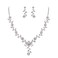 BriLove Womens Wedding Jewelry Leaf Cluster Flower Crystal Dangle Earrings Pendant Necklace Set for Bridal Clear SilverTone