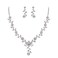 BriLove Womens Wedding Jewelry Leaf Cluster Flower Crystal Dangle Earrings Pendant Necklace Set for Bridal Clear SilverTone