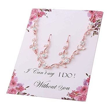 Concise Royal Bridesmaid Gift Jewelry Sets of 1 Rose Gold Necklace Earrings Set
