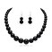 Cryshimmer Black Beads Necklace Earring Set for Women Chunky Beads Strand Statement Necklaces Costume Jewelry