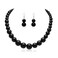 Cryshimmer Black Beads Necklace Earring Set for Women Chunky Beads Strand Statement Necklaces Costume Jewelry