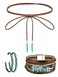 Inbagi 3 Pcs Western Jewelry for Women Bohemian Set Boho Pendant Long Choker Faux Leather Layered Bracelet Dangle EarringsDelicate Style