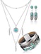Inbagi 3 Pcs Western Jewelry for Women Bohemian Set Boho Pendant Long Choker Faux Leather Layered Bracelet Dangle EarringsFeather Style
