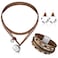Inbagi 3 Pcs Western Jewelry for Women Bohemian Set Boho Pendant Long Choker Faux Leather Layered Bracelet Dangle EarringsSolid Style