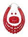 KOSMOS-LI KOSMOSLI Large Jewelry Sets 3 Layer Simulated Red Pearl Womens Statement 18 Necklace Bracelet and Earrings Stocking Stuffers