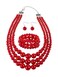 KOSMOS-LI KOSMOSLI Large Jewelry Sets 3 Layer Simulated Red Pearl Womens Statement 18 Necklace Bracelet and Earrings Stocking Stuffers