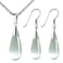 Merdia Womens 925 Sterling Silver Created Cats Eye Teardrop Pendant and Earrings Set Wedding Jewelry Set