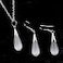 Merdia Womens 925 Sterling Silver Created Cats Eye Teardrop Pendant and Earrings Set Wedding Jewelry Set
