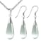 Merdia Womens 925 Sterling Silver Created Cats Eye Teardrop Pendant and Earrings Set Wedding Jewelry Set