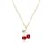 ONLYJUMP Personalized Red Crystal Cherry Fruit Earring Pendant Necklace for Women Creative Cute Summer Tropical Fruit Basket Choker Sweet Shining Green Leaf Ruby Red Cherry Stud Earrings