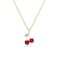 ONLYJUMP Personalized Red Crystal Cherry Fruit Earring Pendant Necklace for Women Creative Cute Summer Tropical Fruit Basket Choker Sweet Shining Green Leaf Ruby Red Cherry Stud Earrings