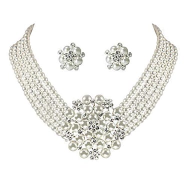 ROFIFY Audrey Hepburn Style Faux Pearl Necklace Set Strand Ear clip Wedding Inspired by Breakfast at Tiffanys for Women LFFJ036 JIA
