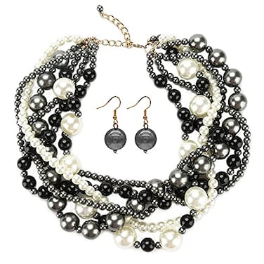 utop Multi Strand Pearl Necklace for Women Bead Maxi Chokers Wedding Jewelry
