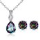 VOLUKA Eternity Ring for Women 18K Black Gold Plated Created Opal Mystic Topaz Amethyst Garnet Wedding Engagement Promise Band