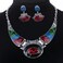 YAZILIND Ethnic Multicolor Embossed Oval Gangle Bib Collar Earrings Necklace Jewelry Set