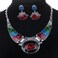 YAZILIND Ethnic Multicolor Embossed Oval Gangle Bib Collar Earrings Necklace Jewelry Set