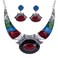 YAZILIND Ethnic Multicolor Embossed Oval Gangle Bib Collar Earrings Necklace Jewelry Set