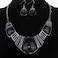 YAZILIND Vintage Ethnic Black Bib Collar Earrings Necklace Jewelry Set Women