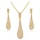 YINLI Gold Full Crystal Rhinestone Gem Tear Drop Pendant Necklace Earrings Jewelry Sets Style01