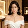 YINLI Gold Full Crystal Rhinestone Gem Tear Drop Pendant Necklace Earrings Jewelry Sets Style01