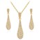 YINLI Gold Full Crystal Rhinestone Gem Tear Drop Pendant Necklace Earrings Jewelry Sets Style01