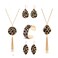 ZOLEAROPY Leopard Jewelry For Women Statement Leopard Cuff Bracelet Teardrop Leaf Earrings Long Tassel Pendant Necklace Set