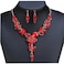 Zthread Bridal Jewelry Set Rhinestone Crystal Leaf Flower Necklace Dangle Earrings prom Costume Jewelry for Wedding Party Red