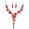 Zthread Bridal Jewelry Set Rhinestone Crystal Leaf Flower Necklace Dangle Earrings prom Costume Jewelry for Wedding Party Red