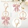 Wavwavw 2 Pcs Rhinestone Bow Keychain Cute Purse Handbag Charms Backpack Accessories for Back to School Gift Cheer Stocking StufferGold Pink