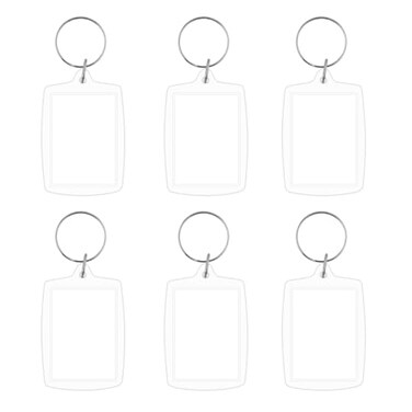 TKYPZY 6 Pcs Acrylic Keychain Clear Acrylic Blank Keyring Photo Insert Frame Personalised Photo Key Holder with Split Ring Rectangle DIY Picture Frames Double Sided Blank Keychains