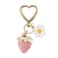 Agromusk Cute Strawberry KeychainBag CharmsKawaii Heart Flower Daisy Key chains Accessories Decor for Girls Purse Gift Pink