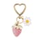 Agromusk Cute Strawberry KeychainBag CharmsKawaii Heart Flower Daisy Key chains Accessories Decor for Girls Purse Gift Pink