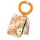 AHQKCRF Flower Keychain Wristlet Wallets for Women Cute Silicone Beaded Credit Card Holder Key Ring Bracelet Wallet Yellow