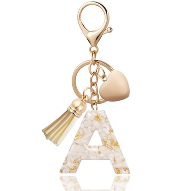 ANHBKAR Alphabet Initial Letter Keychain Butterfly Keychain Cute Resin Initial Keychain to Backpack Charms Key chain Gift for Women Girls A WHITE