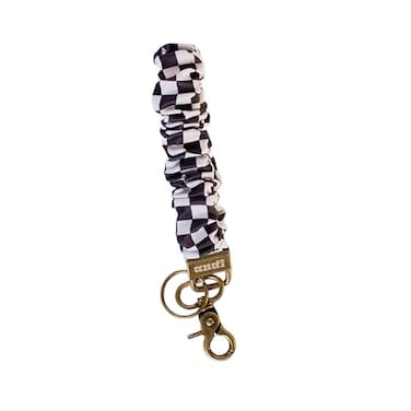 ANDI Wristlet Keychain for Women Scrunchie Bracelet Key Ring With Clip Closure Stretchy Comfortable Wrist Lanyard Key Chain For Car Keys ID Cards Black Checkerboard