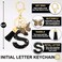 ANHBKAR Alphabet Initial Letter Keychain Butterfly Keychain Cute Resin Initial Keychain to Backpack Charms Key chain Gift for Women Girls S BLACK