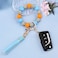BAOSIWA Silicone Beaded Bracelet Keychain Boho Blue Wristlet Key Ring Bangle Chains for Women Girls with Leather Tassel