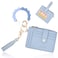 BAOSIWA Silicone Beaded Bracelet Keychain Wallet Blue Wristlet Credit Card Holder Small RFID Wallet Bangle Key Ring for Women with Zipper Pocket