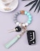 BAOSIWA Silicone Beaded Bracelet Keychain Wristlet Key Ring Green Bangle Chains for Women with Leather Tassel