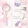 BAOSIWA Silicone Beaded Bracelet Keychain Wristlet Key Ring Purple Bangle Chains for Women with Leather Tassel